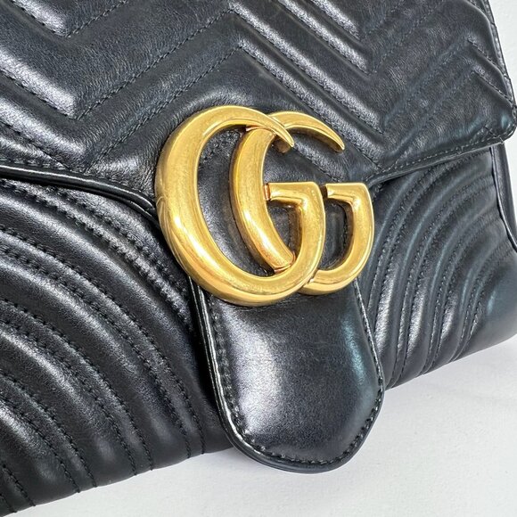 Gucci Black GG Marmont Medium Shoulder Bag - Picture 4 of 14